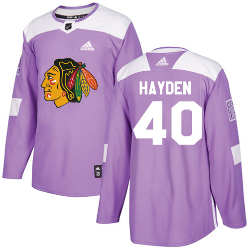 Adidas Blackhawks #40 John Hayden Purple Authentic Fights Cancer Stitched NHL Jersey - Click Image to Close